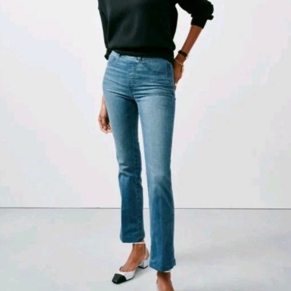 SPANX Cropped Kick Flare Jeans Vintage Indigo Size Petite Small